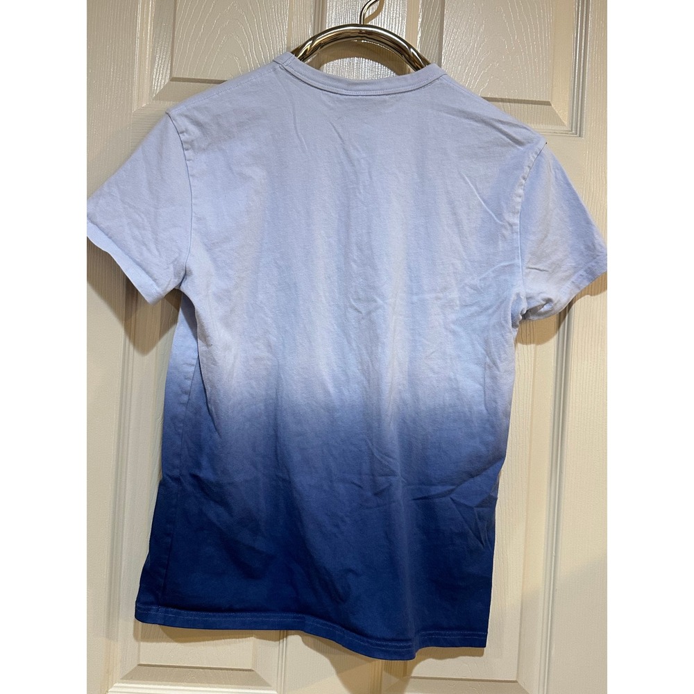 Champion‎ Mens Blue Ombre Dip Dye Short Sleeve T-Shirt Size Medium Athletic Logo - Picture 2 of 7
